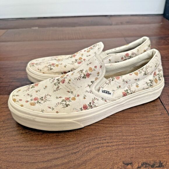 Vans Classic Slip On Size Women's 9 Mens 7.5 Shoes Vintage Floral Low - Picture 1 of 6
